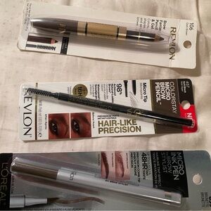 Revlon and Loreal Brow Pencil and Pen Set of 3